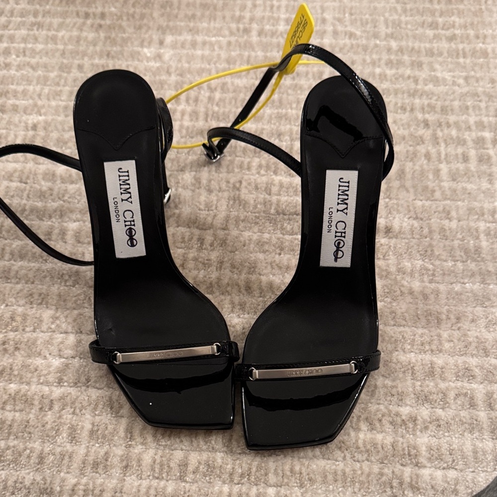 Jimmy Choo Black Patent Leather Strappy Sandals
